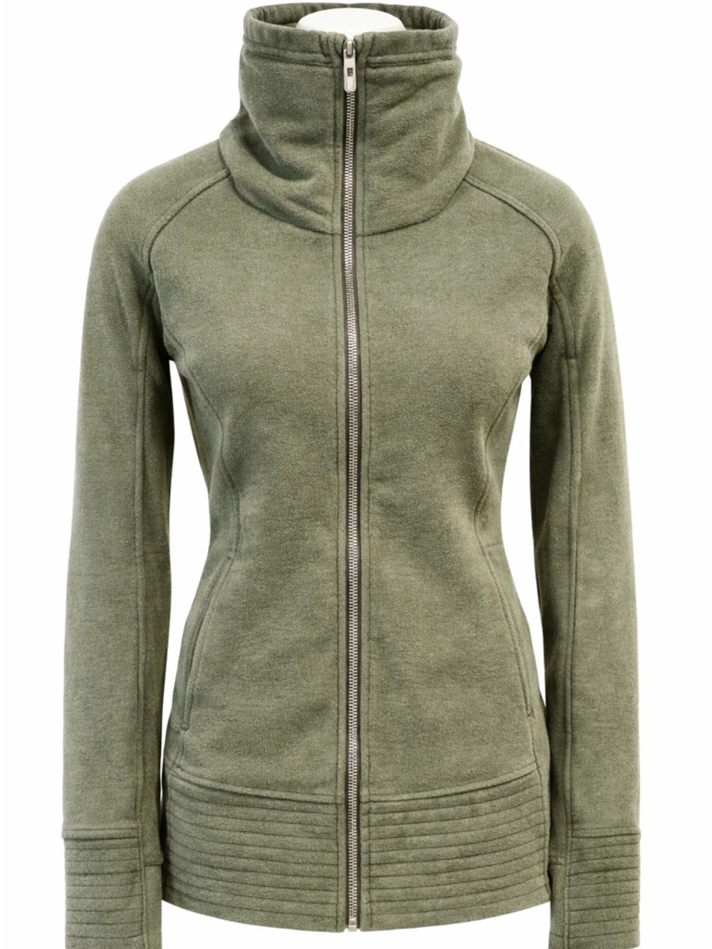 Lululemon Radiant Jacket II Heathered Fatigue Green Zip Thumbholes - Size 4